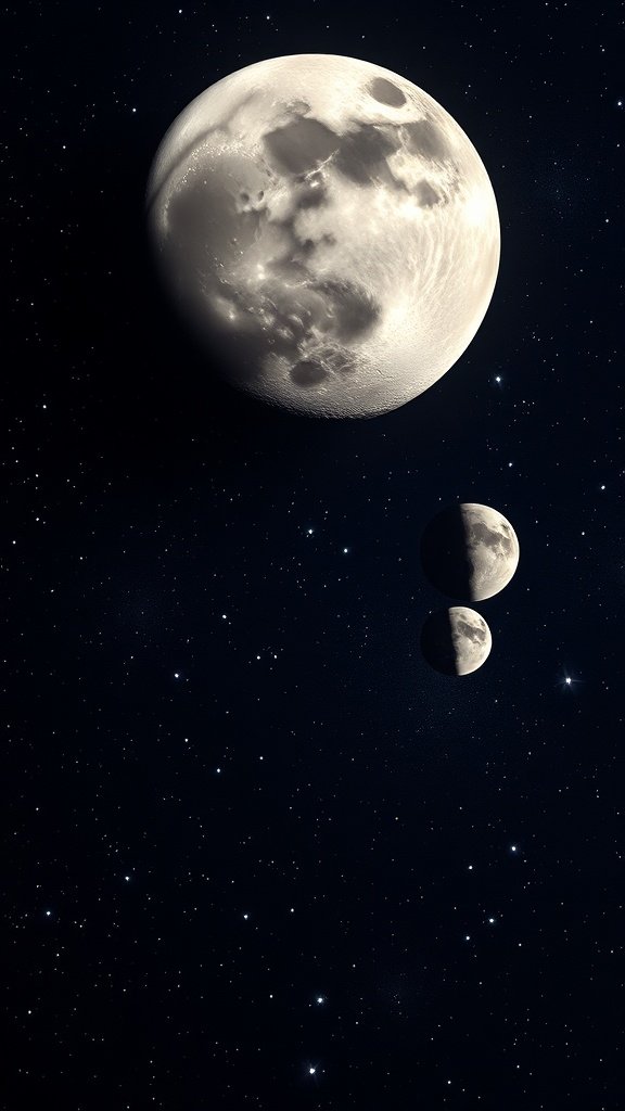 A beautiful depiction of moon phases against a starry night sky.