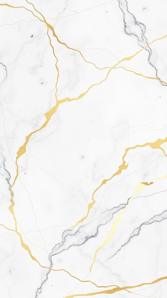 Elegant white marble wallpaper with gold veins
