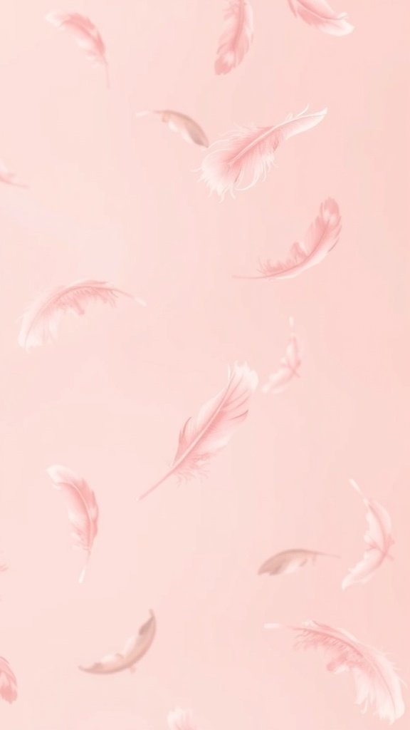 Pink wallpaper with delicate feather design