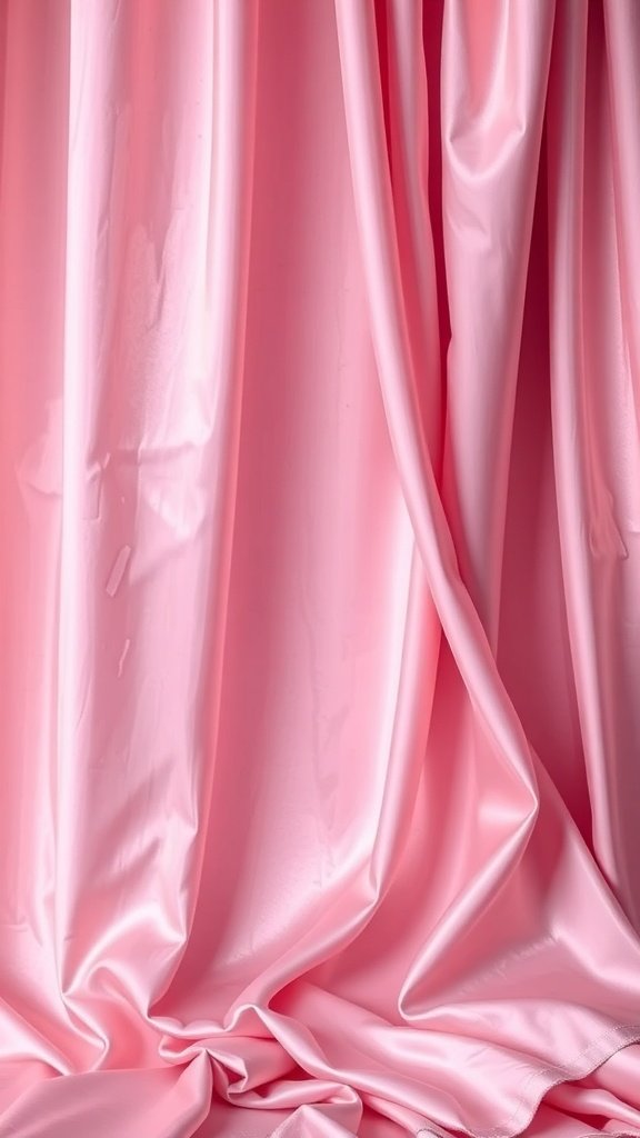 Draped pink silk fabric with soft texture and shiny surface