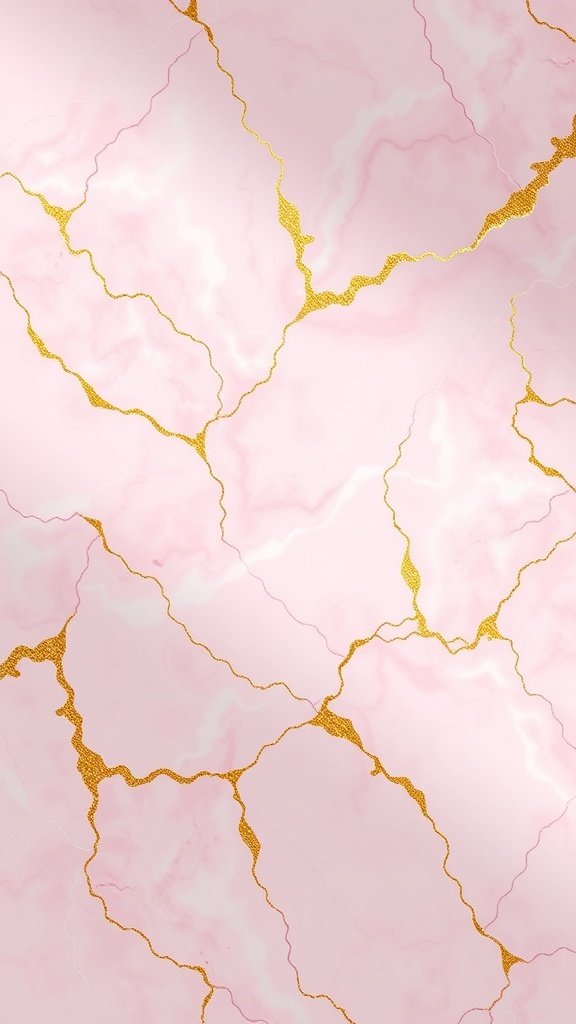 Pink marble texture with golden veins