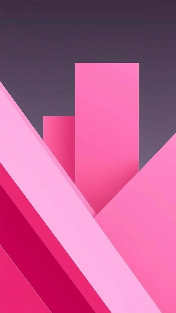 Modern pink geometric shapes on a dark background