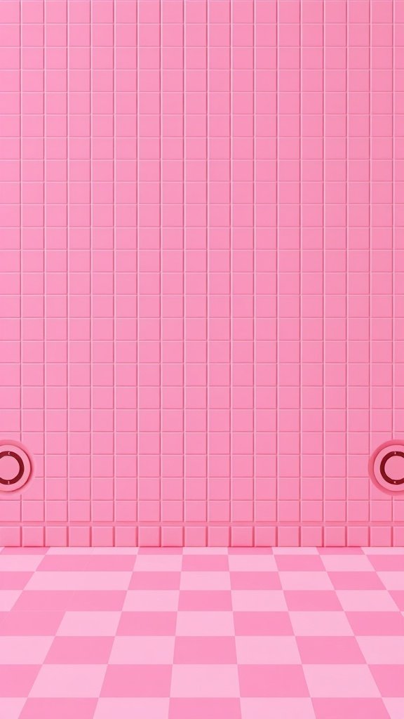 Retro pink checkerboard wallpaper with solid pink tiles