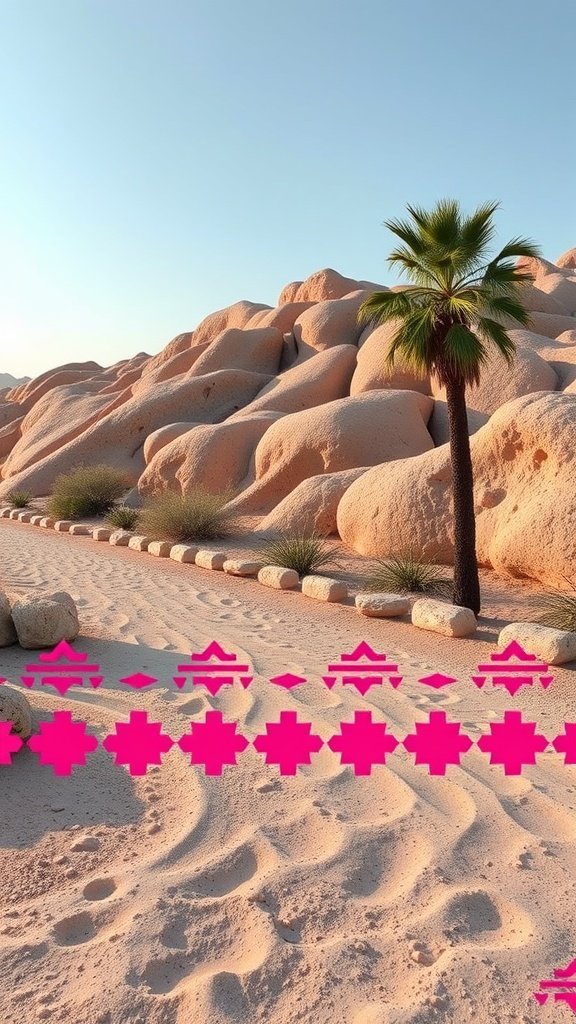 Stylish pink Aztec patterns on a phone wallpaper