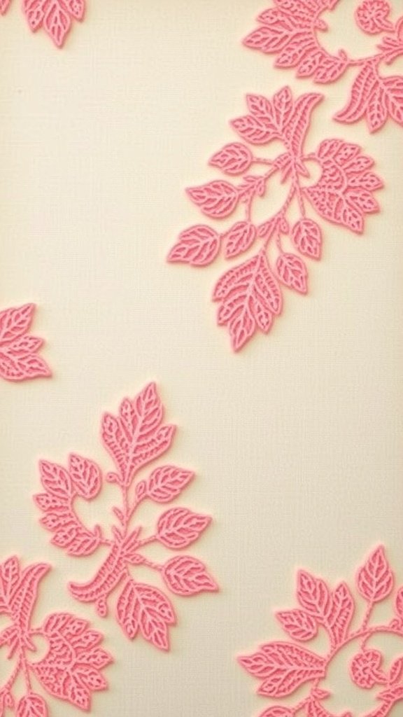 Vintage pink lace pattern wallpaper