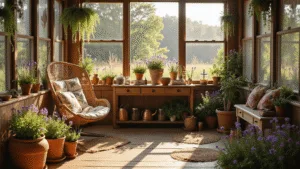 Creating a Stunning Wildflower Garden: Your Ultimate Guide to Natural Beauty A dreamy garden sanctuary filled with native wildflowers in bloom, featuring a vintage potting station, dappled sunlight, and warm earth tones, captured during golden hour with hyperrealistic detail.