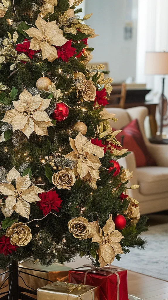 Christmas Tree Gold Flowers