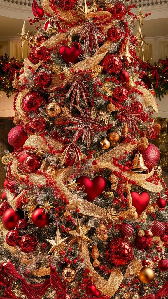 Christmas Tree Gold & Red