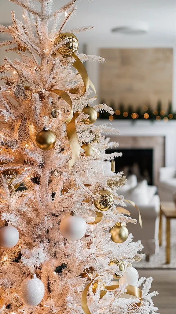 White and Gold Unflocked Christmas Tree