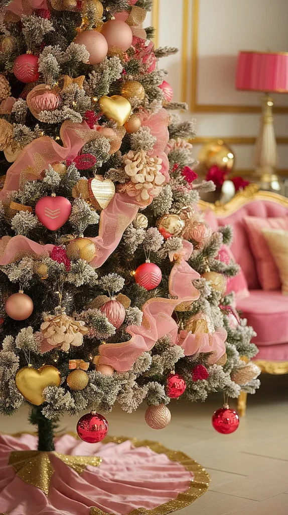 Christmas Tree Gold & Pink