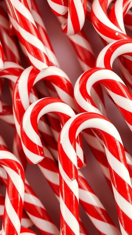 Close-up of red and white candy canes arranged together