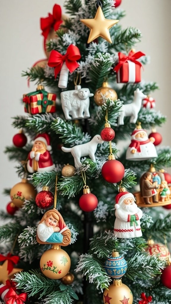 50 Creative Christmas Tree Decor Ideas to Elevate Your Holiday Spirit A beautifully decorated Christmas tree with colorful ornaments, red bows, and a star on top.