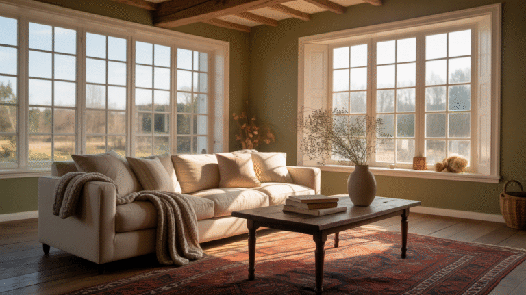 Sage Green Farmhouse Living Room