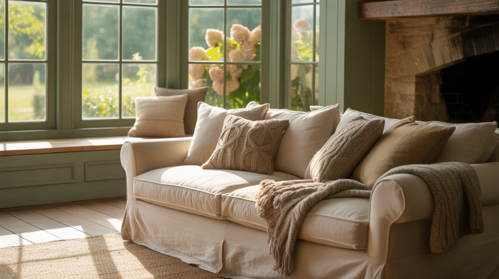 Sage Green Farmhouse Living Room