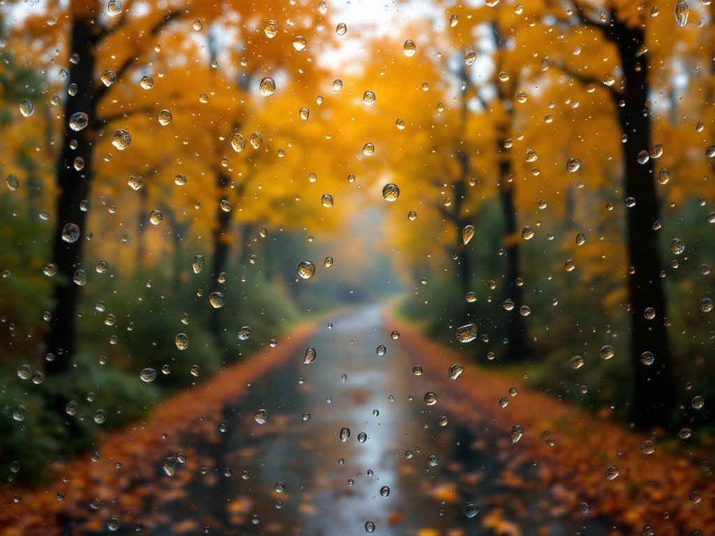 35 Stunning November Wallpaper Ideas for Your iPhone Raindrops on a window with autumn trees in the background