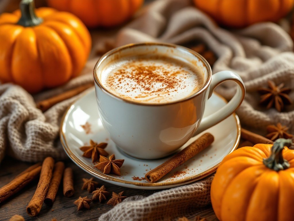 35 Stunning November Wallpaper Ideas for Your iPhone A cozy pumpkin spice latte surrounded by pumpkins and spices, perfect for November.