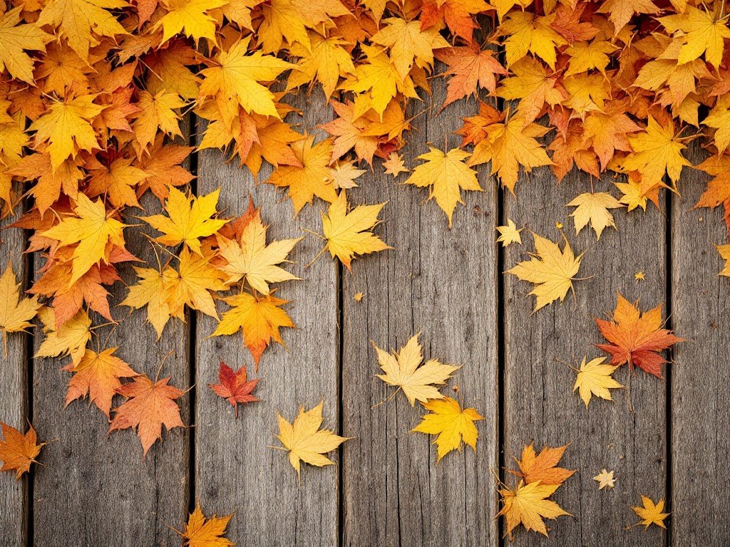35 Stunning November Wallpaper Ideas for Your iPhone Scattered autumn leaves in golden hues on a wooden surface