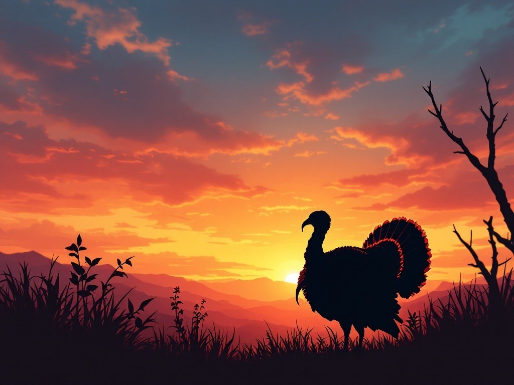 35 Stunning November Wallpaper Ideas for Your iPhone Silhouette of a turkey against a colorful sunset
