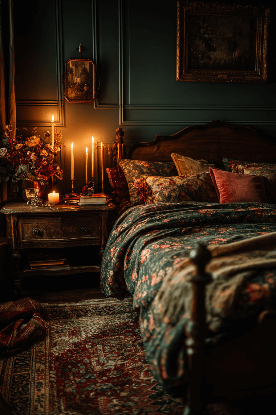 25 Moody Bedroom Ideas With Floral Velvet And Vintage Layers