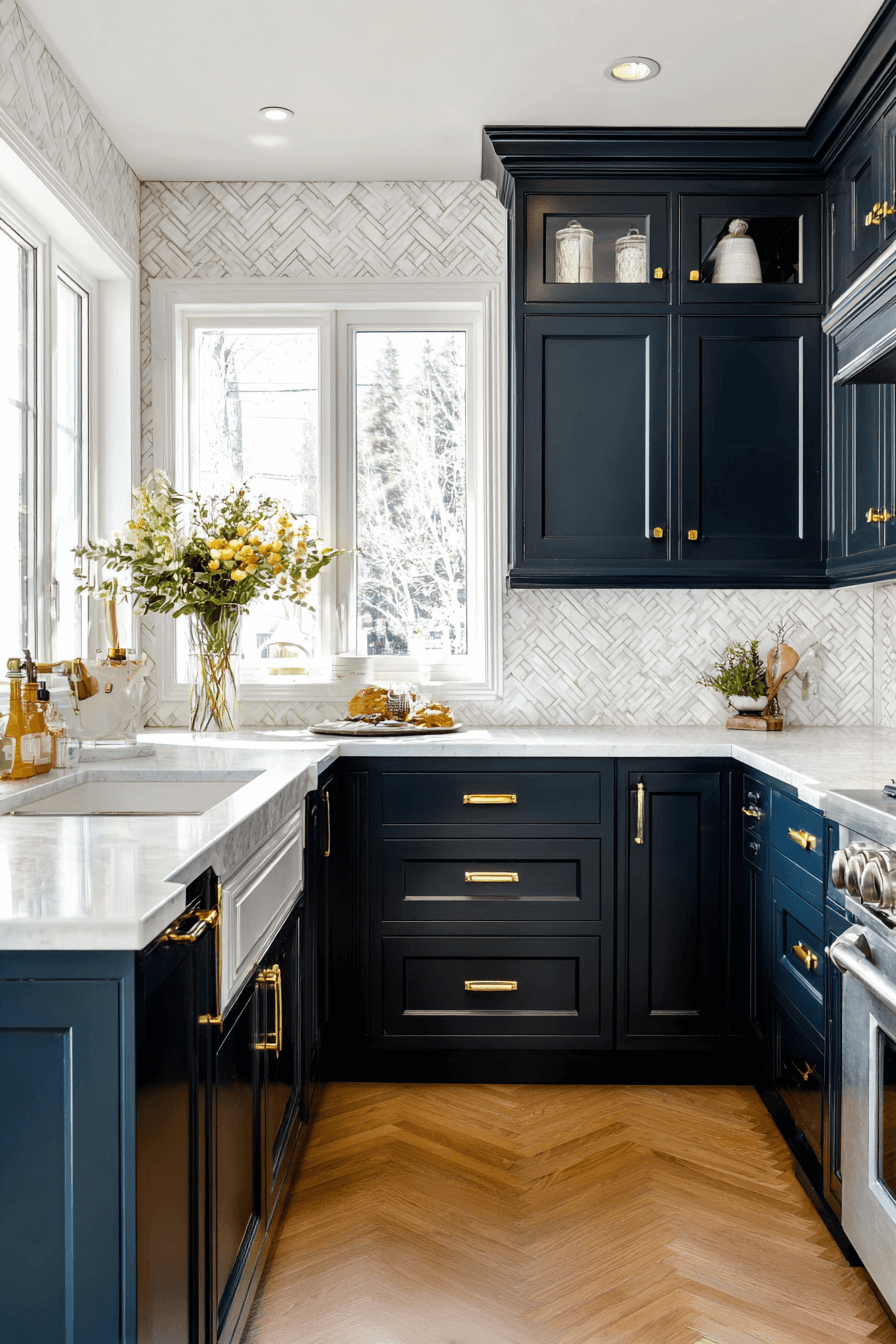 27 Navy Blue Kitchen Cabinets With Stunning Design Ideas