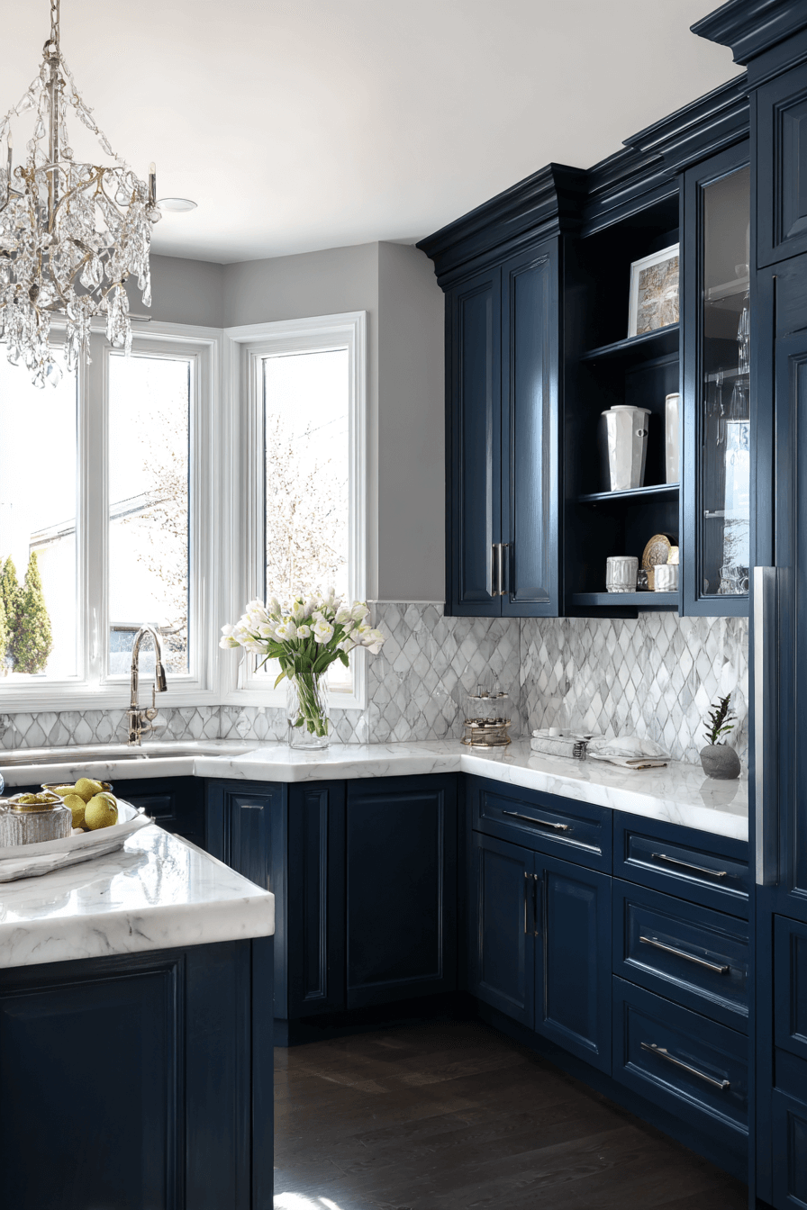 27 Navy Blue Kitchen Cabinets With Stunning Design Ideas