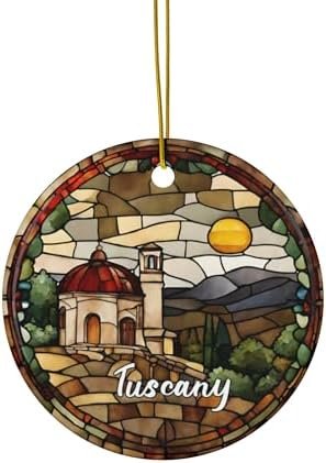 29 Tuscany Decor Ideas Tuscany Ornament, Faux Stained Glass Ornament, Italy Gift, Family Vacation Trip, Travel Gift, Keepsake Heirloom Ceramic