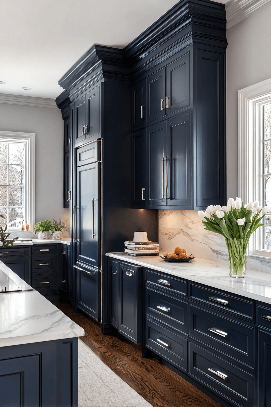 27 Navy Blue Kitchen Cabinets With Stunning Design Ideas