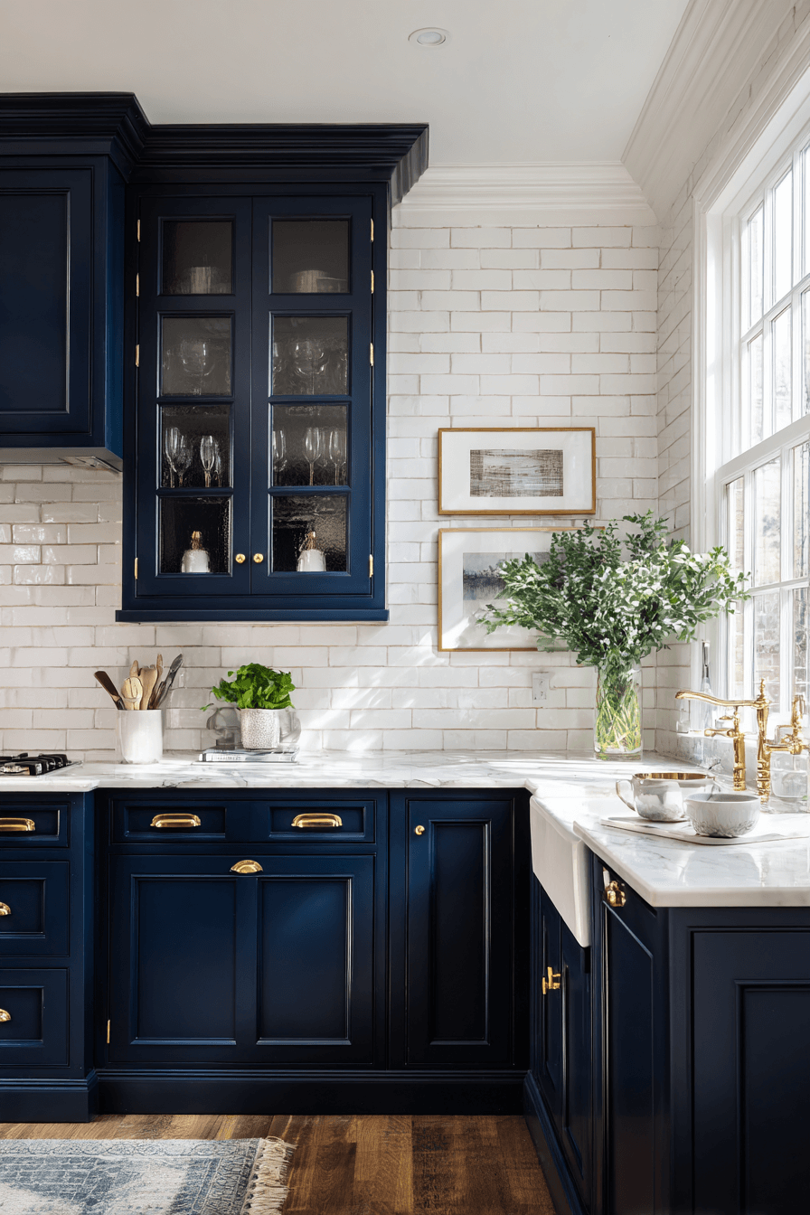27 Navy Blue Kitchen Cabinets With Stunning Design Ideas