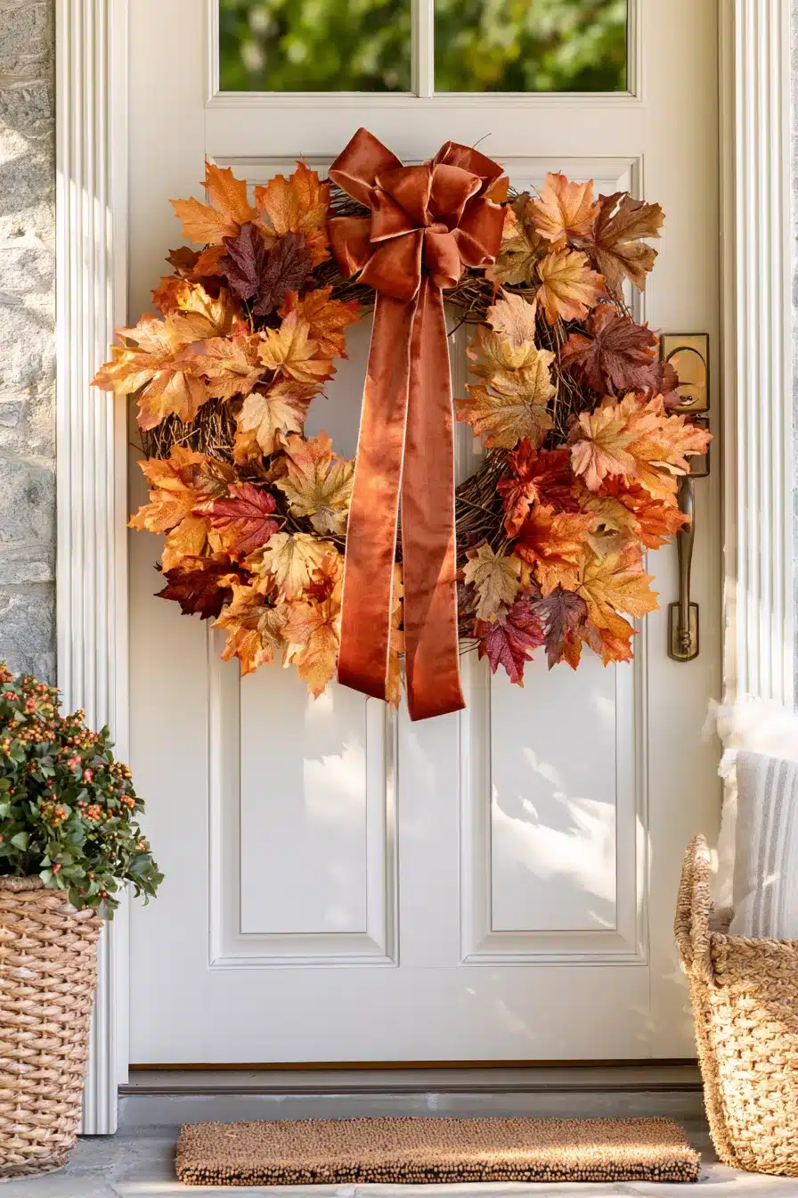27 Gorgeous Fall Front Door Wreaths for a Warm Autumn Welcome