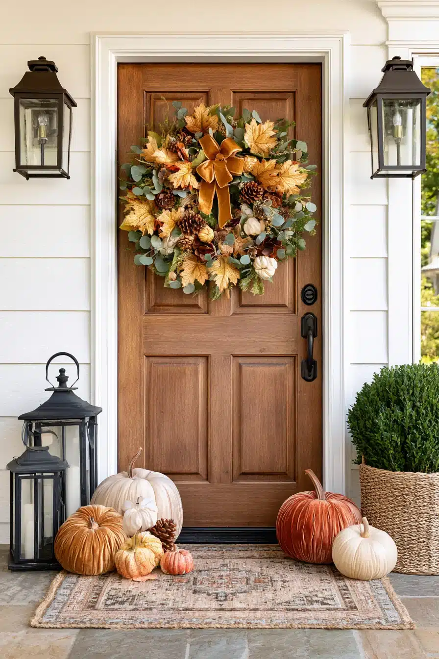 27 Gorgeous Fall Wreaths for Front Door Charm and a Warm Autumn Welcome