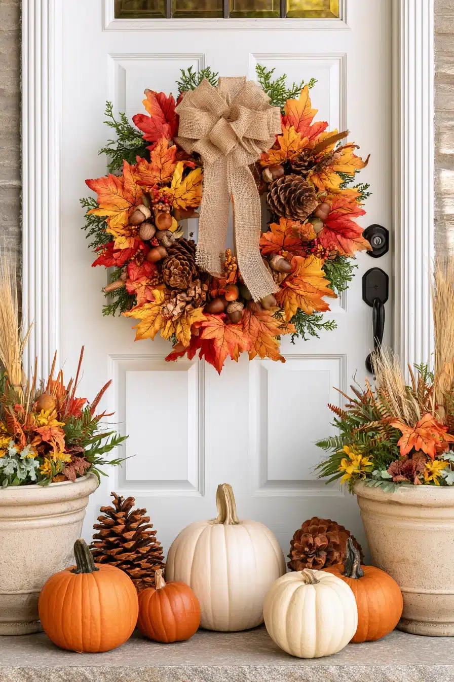 27 Gorgeous Fall Wreaths for Front Door Charm and a Warm Autumn Welcome