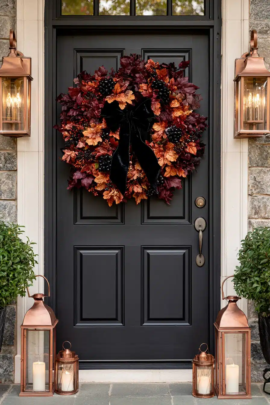 27 Gorgeous Fall Front Door Wreaths for a Warm Autumn Welcome