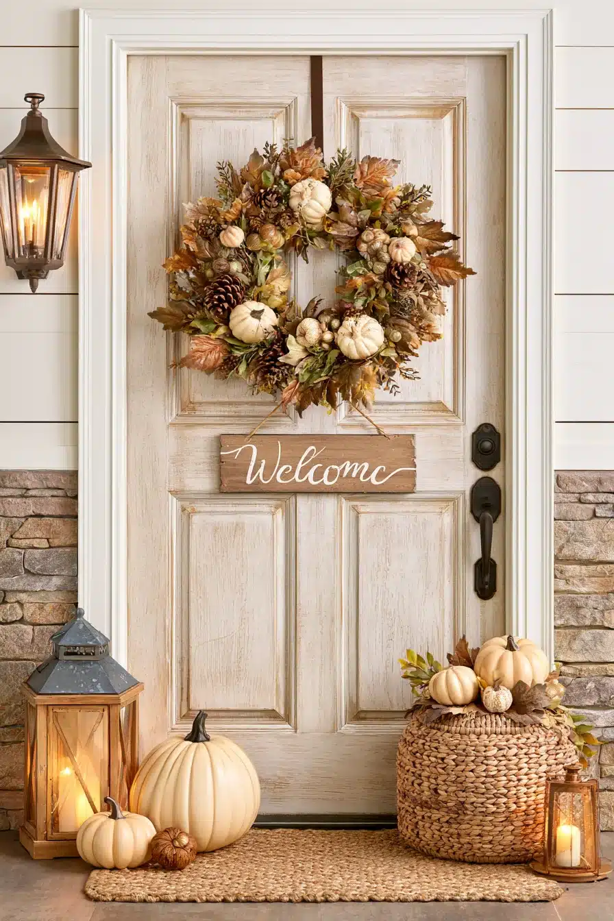 27 Gorgeous Fall Front Door Wreaths for a Warm Autumn Welcome
