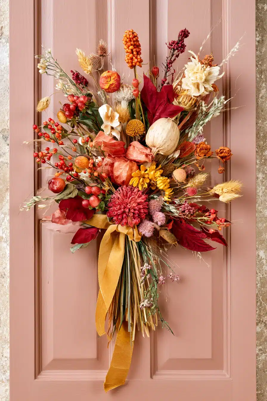 27 Gorgeous Fall Front Door Wreaths for a Warm Autumn Welcome