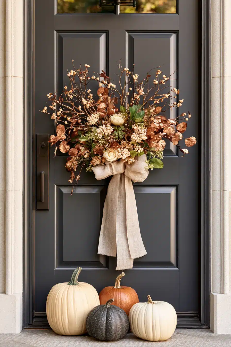 27 Gorgeous Fall Front Door Wreaths for a Warm Autumn Welcome