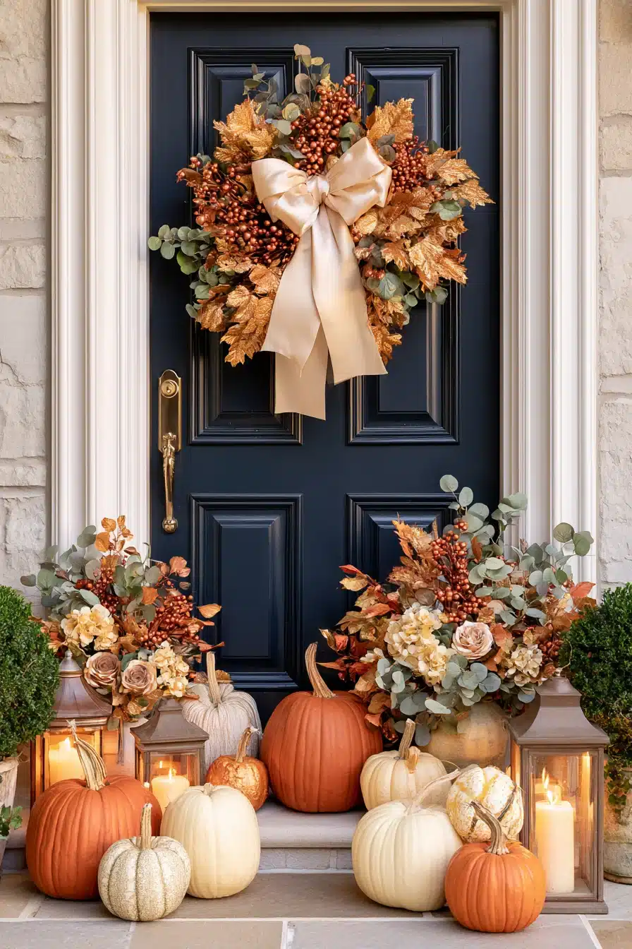 27 Gorgeous Fall Front Door Wreaths for a Warm Autumn Welcome