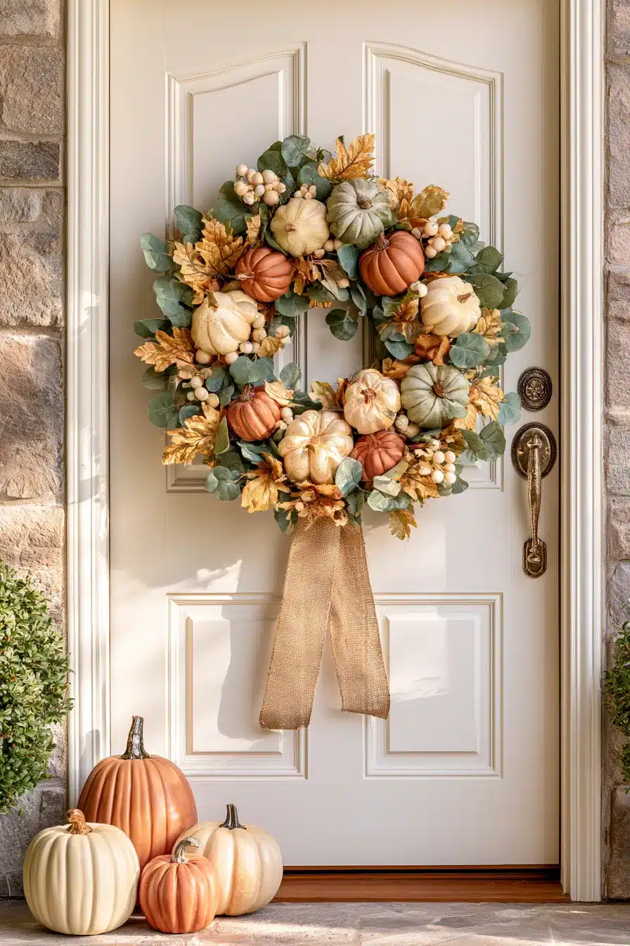 27 Gorgeous Fall Front Door Wreaths for a Warm Autumn Welcome