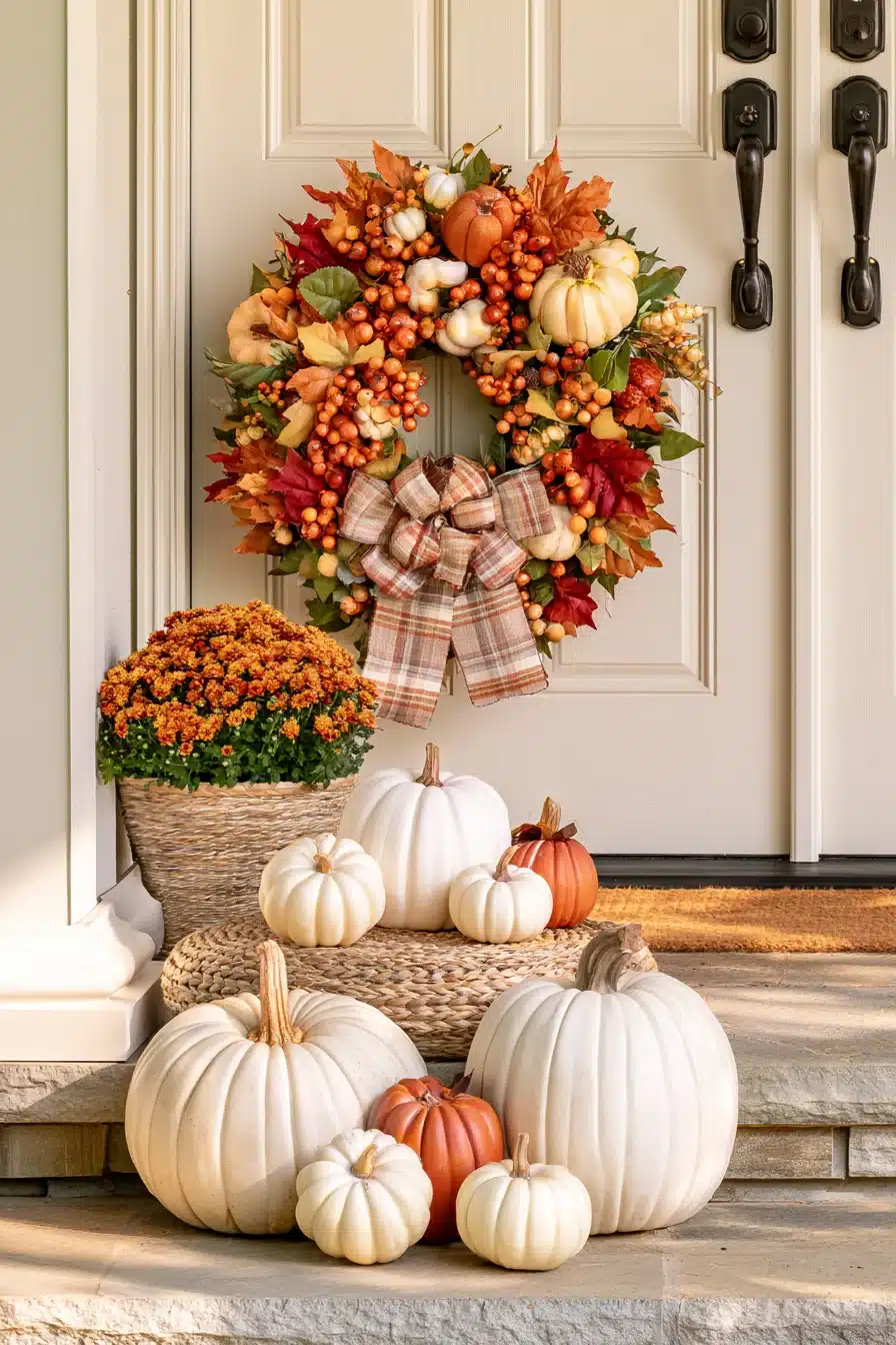 27 Gorgeous Fall Wreaths for Front Door Charm and a Warm Autumn Welcome
