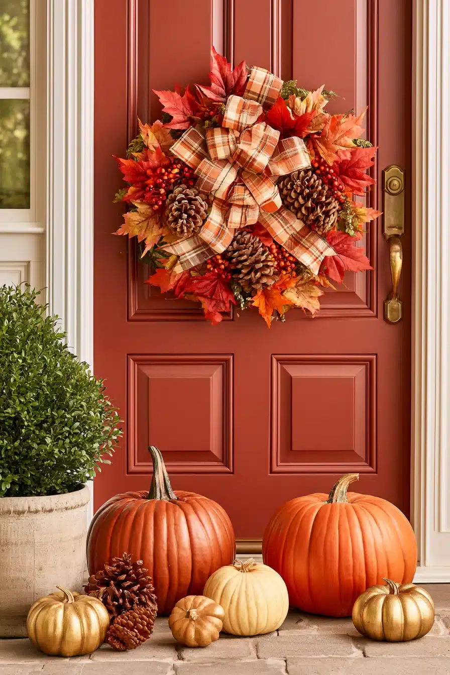27 Gorgeous Fall Front Door Wreaths for a Warm Autumn Welcome