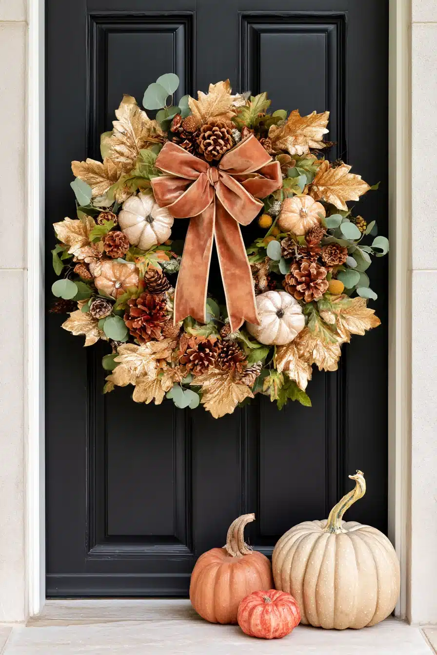 27 Gorgeous Fall Wreaths for Front Door Charm and a Warm Autumn Welcome