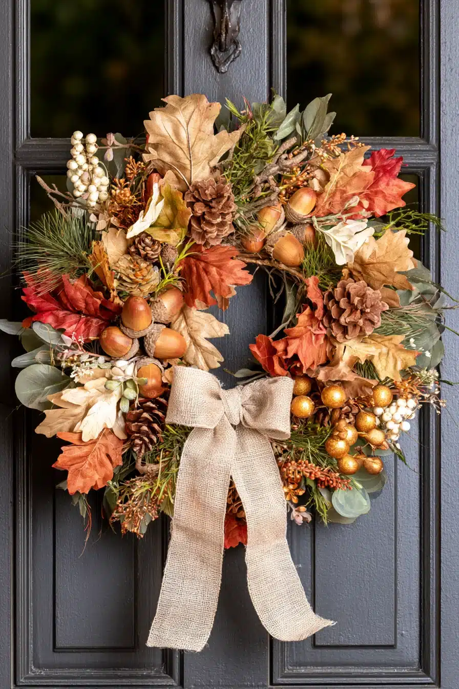 27 Gorgeous Fall Wreaths for Front Door Charm and a Warm Autumn Welcome