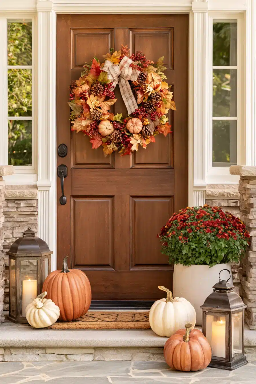 27 Gorgeous Fall Wreaths for Front Door Charm and a Warm Autumn Welcome
