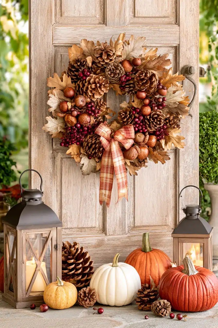 27 Gorgeous Fall Front Door Wreaths for a Warm Autumn Welcome
