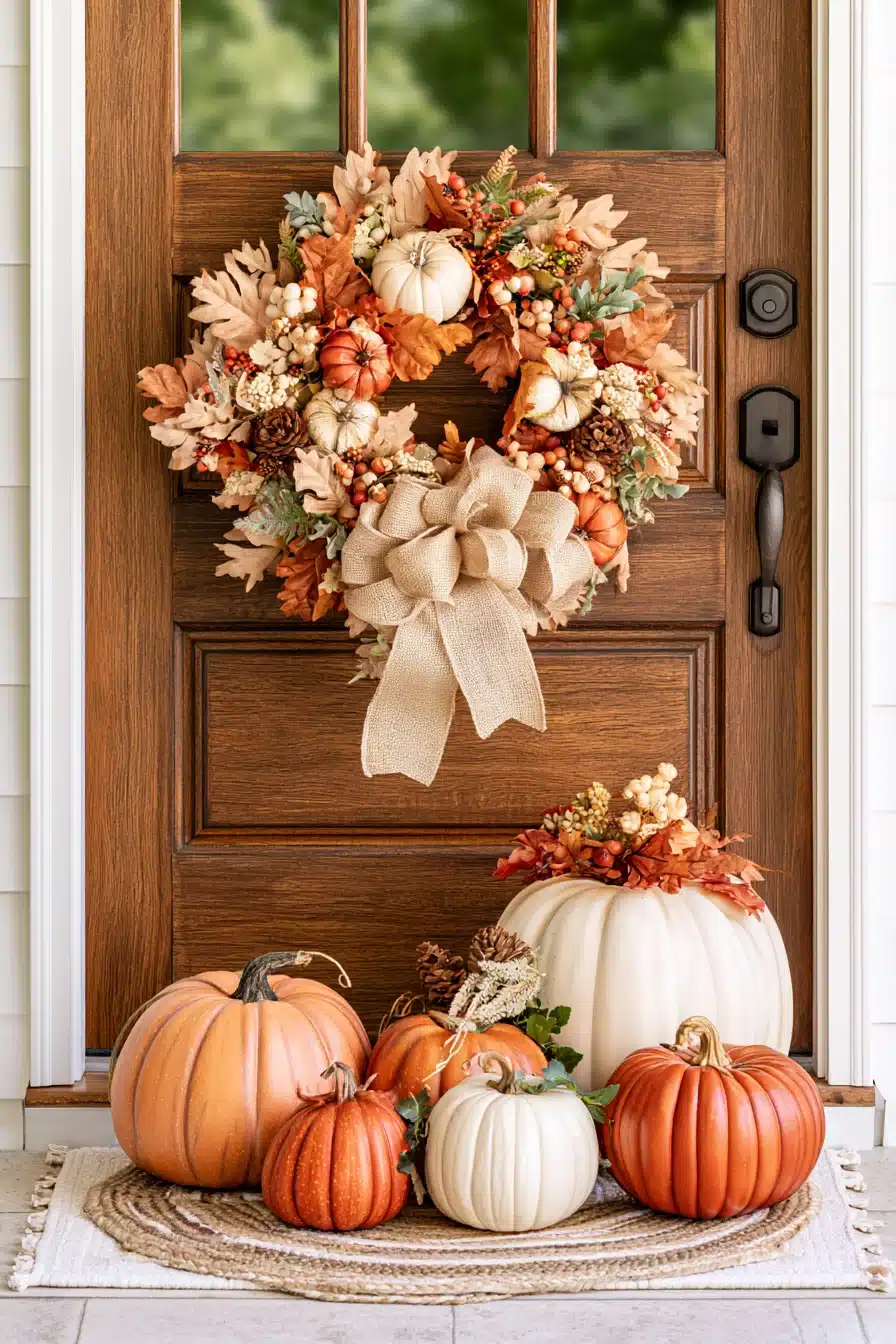 27 Gorgeous Fall Wreaths for Front Door Charm and a Warm Autumn Welcome