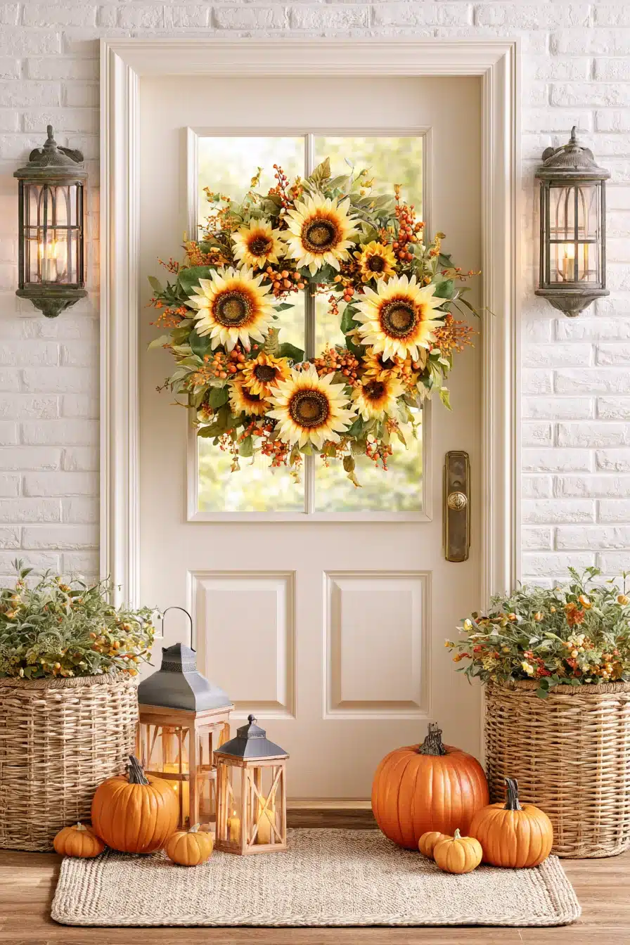 27 Gorgeous Fall Wreaths for Front Door Charm and a Warm Autumn Welcome
