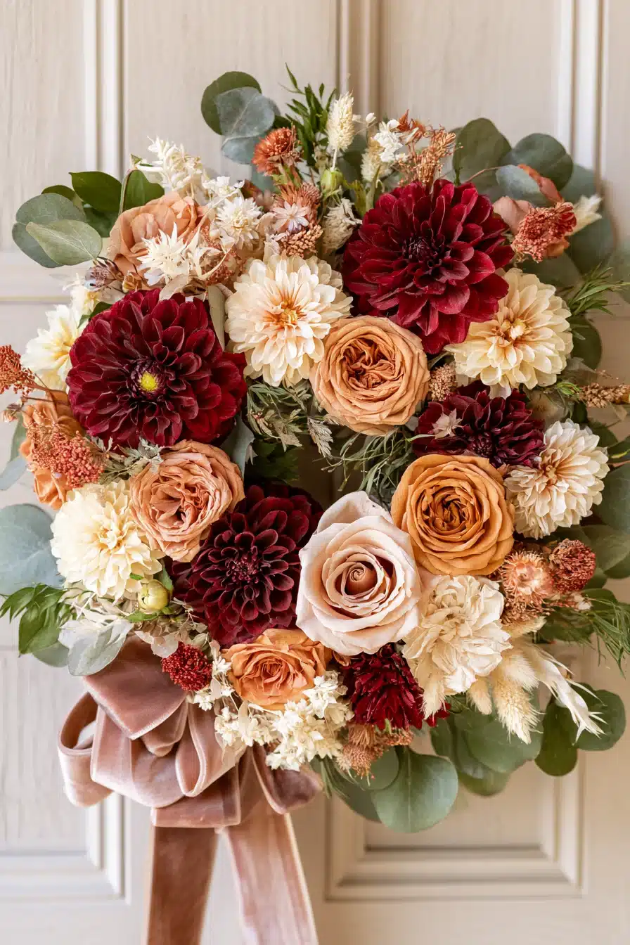 27 Gorgeous Fall Wreaths for Front Door Charm and a Warm Autumn Welcome
