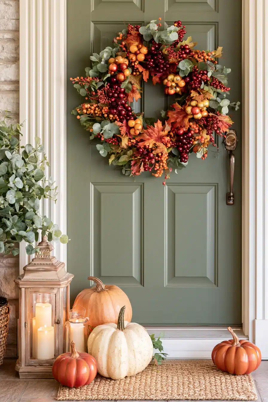 27 Gorgeous Fall Front Door Wreaths for a Warm Autumn Welcome