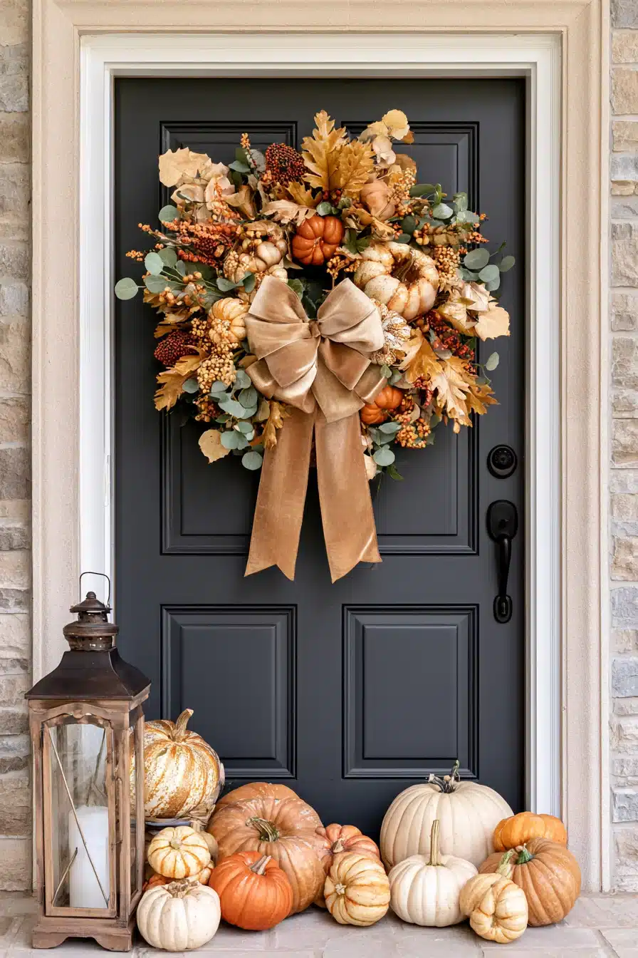 27 Gorgeous Fall Front Door Wreaths for a Warm Autumn Welcome