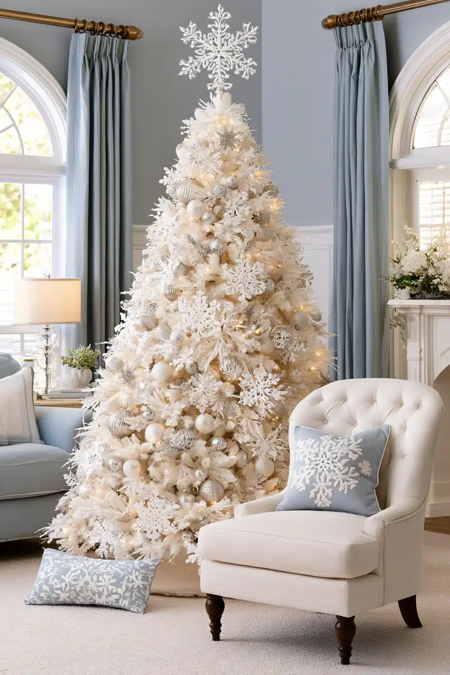 27 Magical White Christmas Tree Ideas For A Dreamy Holiday Home