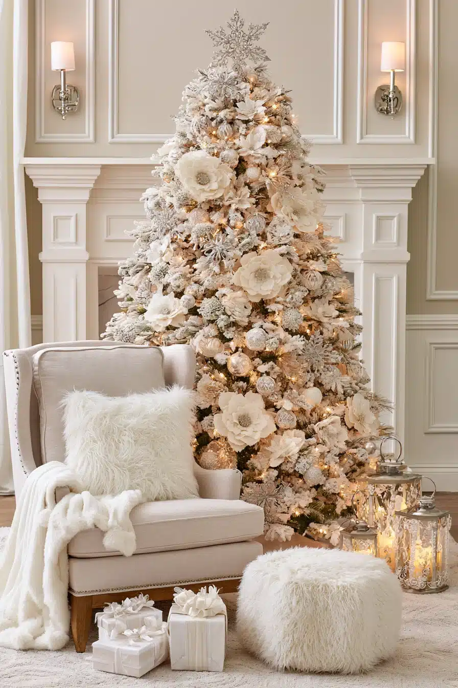 27 Magical White Christmas Tree Ideas For A Dreamy Holiday Home